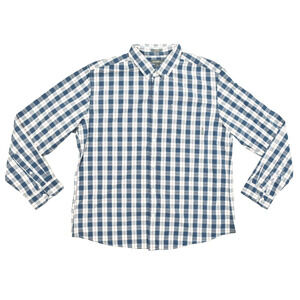 Eddie Bauer Shirt Mens XL Classic Fit Blue White Plaid Long Sleeve 100% Cotton